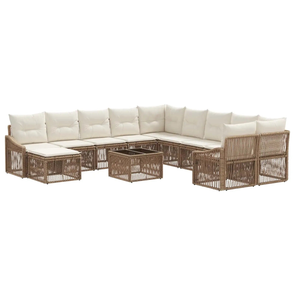 Set Divano da Giardino 12 pcs Beige polyrattan