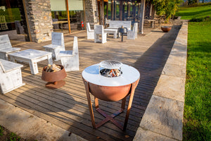 Barbecue a Legna Ø80x80 cm Iris in Acciaio Effetto Ruggine