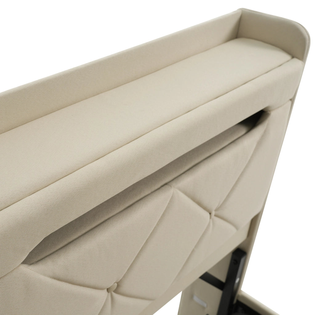 Letto matrimoniale con contenitore; LED 360°; testiera con USB e Type-C; 180x200 cm; beige
