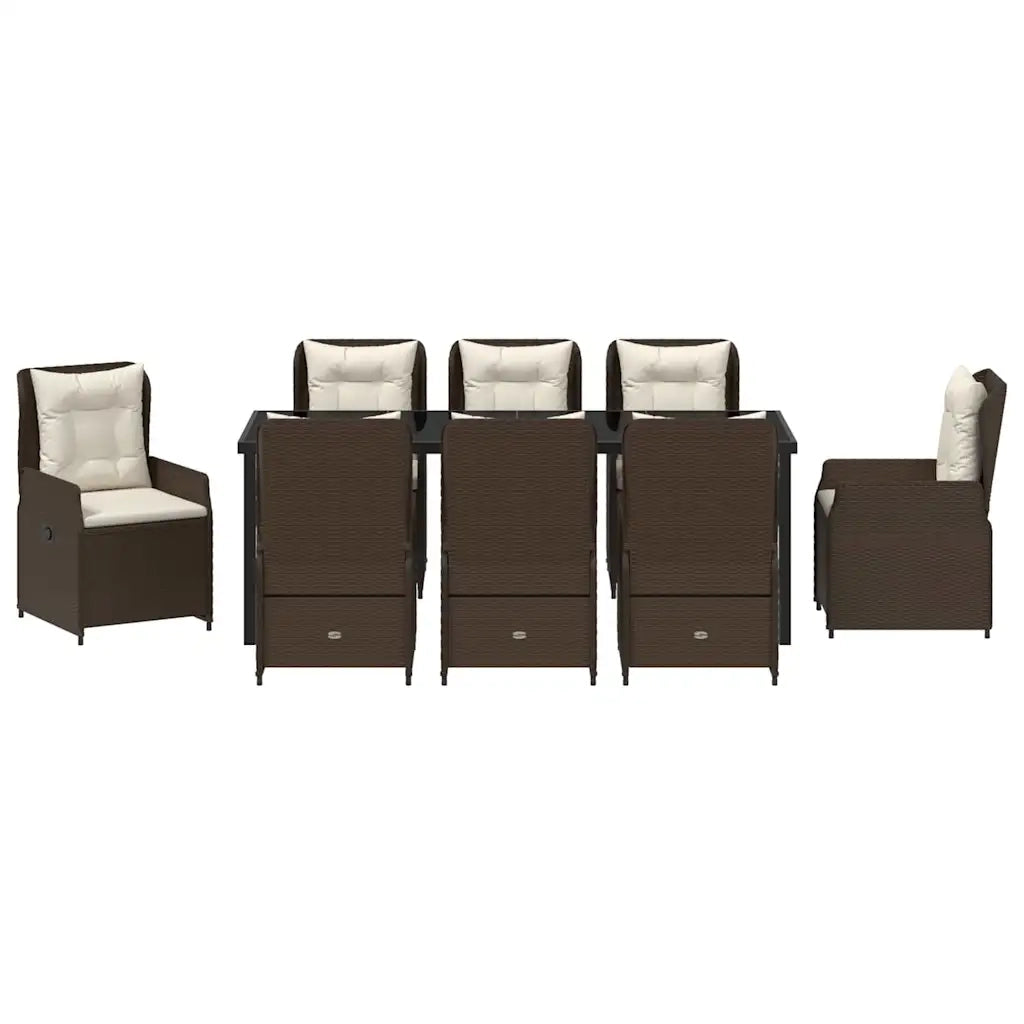 Set da Pranzo per Giardino 9 pcs Marrone polyrattan 3380952