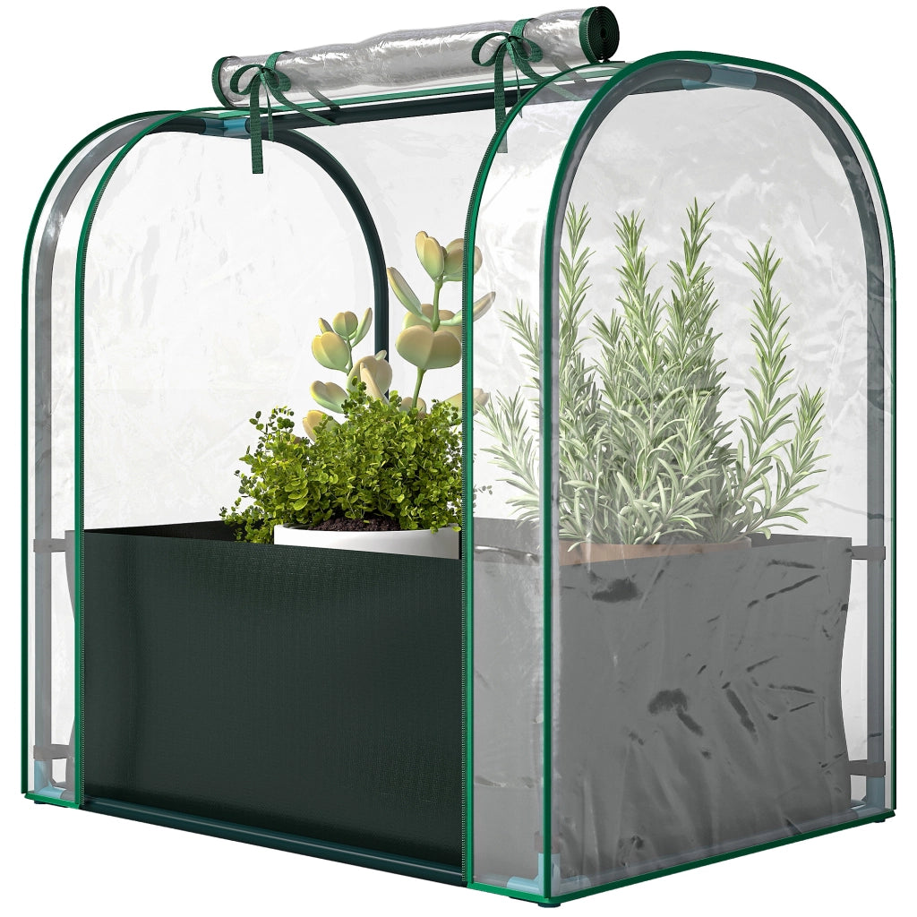 Mini Serra con Borsa per Coltivazione e Porta Avvolgibile, 68x50x70 cm, Verde Scuro