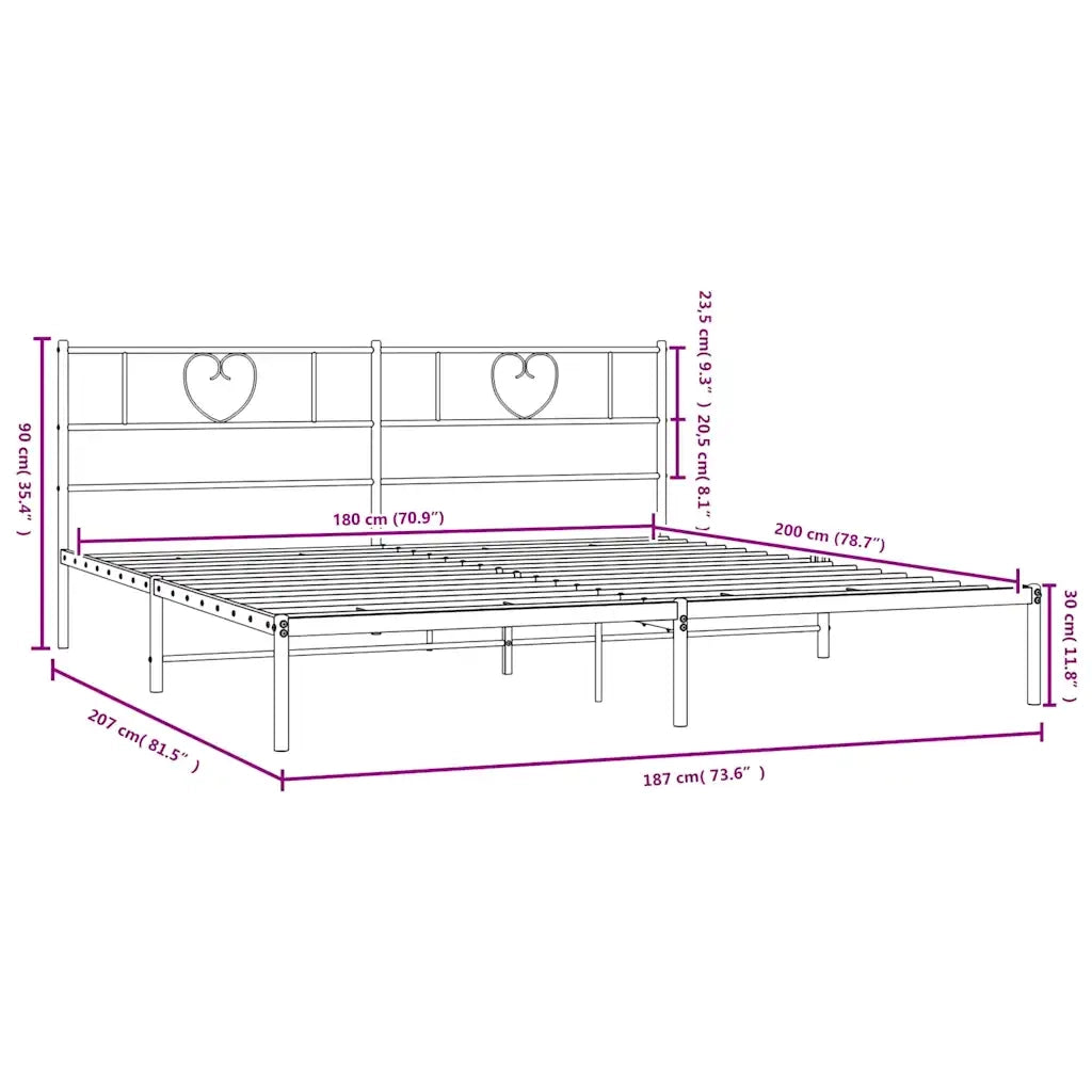 Giroletto con Testiera in Metallo Nero 180x200 cm 355467