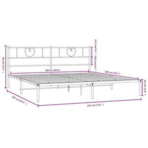 Giroletto con Testiera in Metallo Nero 180x200 cm 355467
