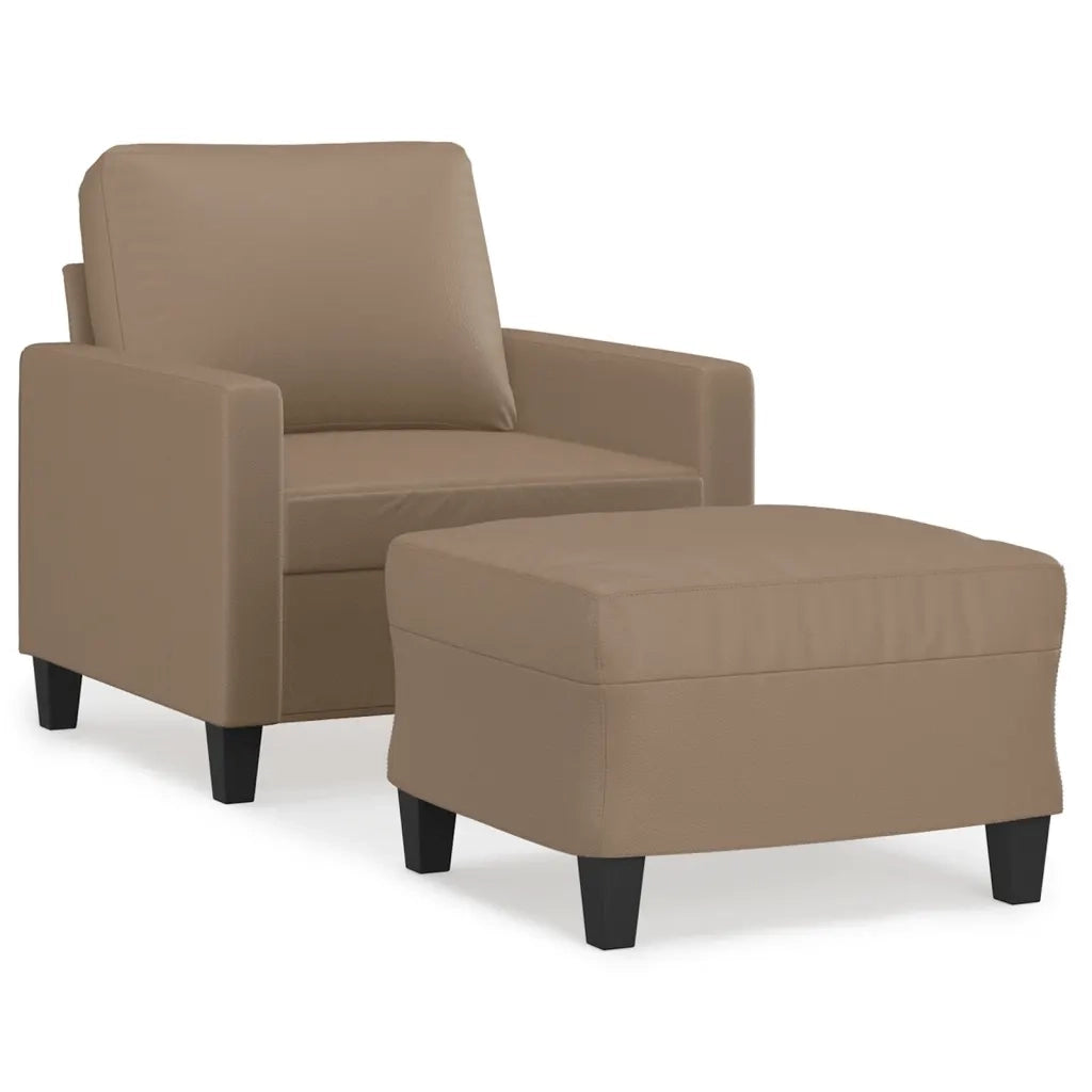 Poltrona con Poggiapiedi Cappuccino 60 cm in Similpelle