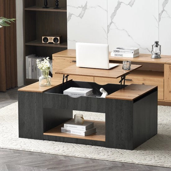 Sedia da salotto - Tono grigio - Funzione di sollevamento - Spazio di riposo - Lame in legno