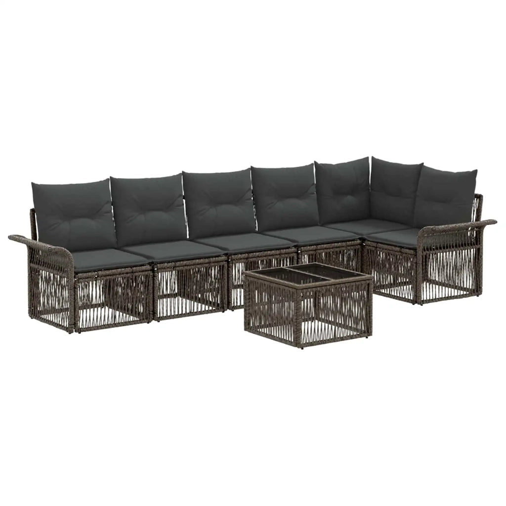 Set Divano da Giardino 7 pcs Grigio polyrattan