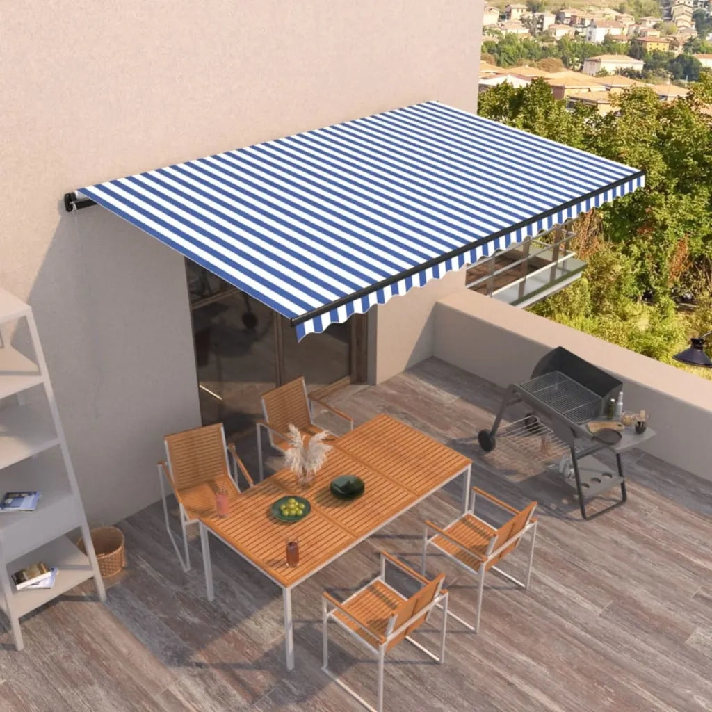 Tenda da Sole Retrattile Automatica 500x350 cm Blu e Bianca 3069226
