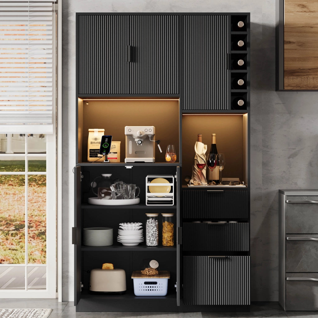 Mobile Cucina Alto con LED, Cassetti e Portabottiglie ¨C MINIMAL ¨C 180x105x40