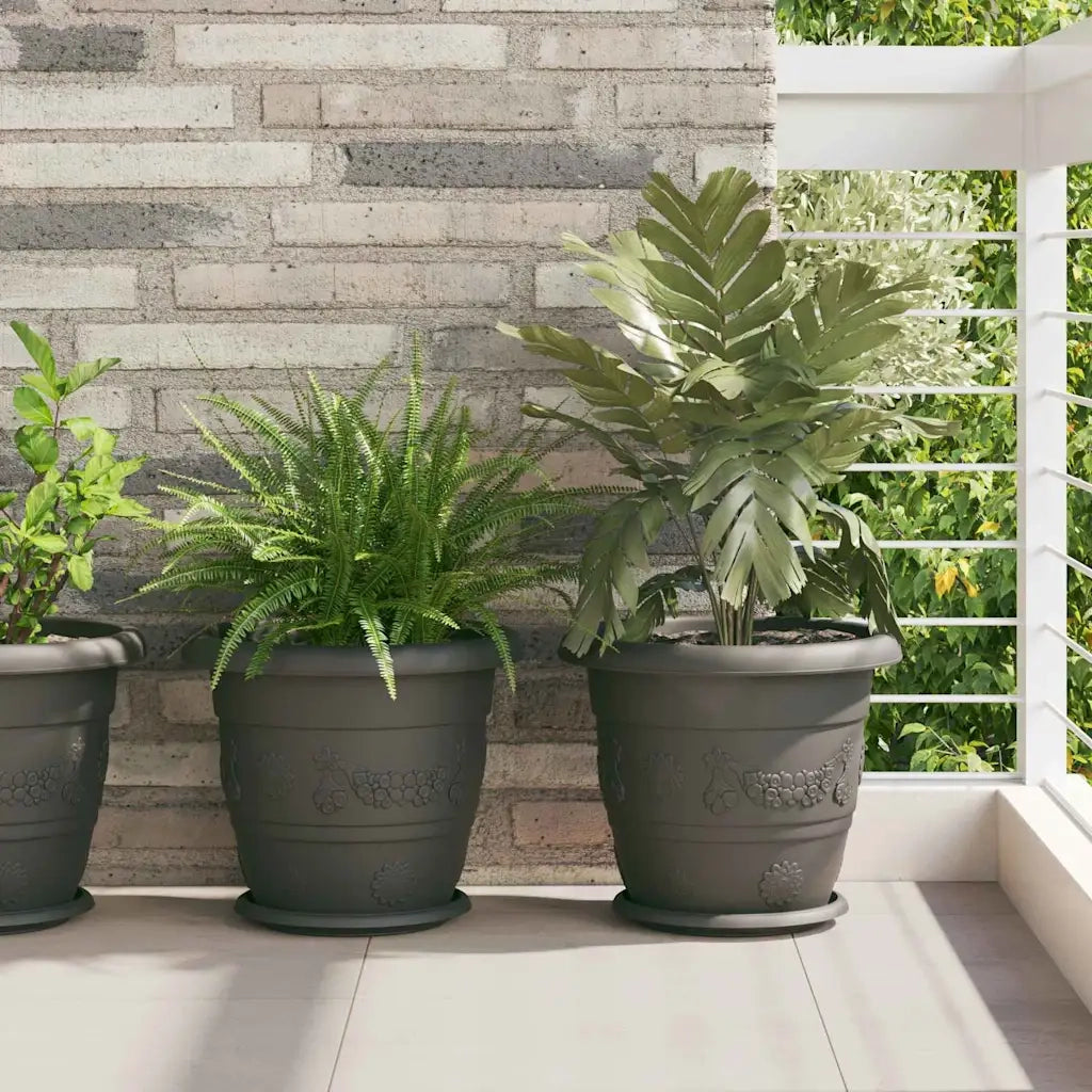 Fioriere | Cassetta per fiori | Vaso Rotondo per Fiori 6 pz Nero ? 34 x 28 cm Plastica