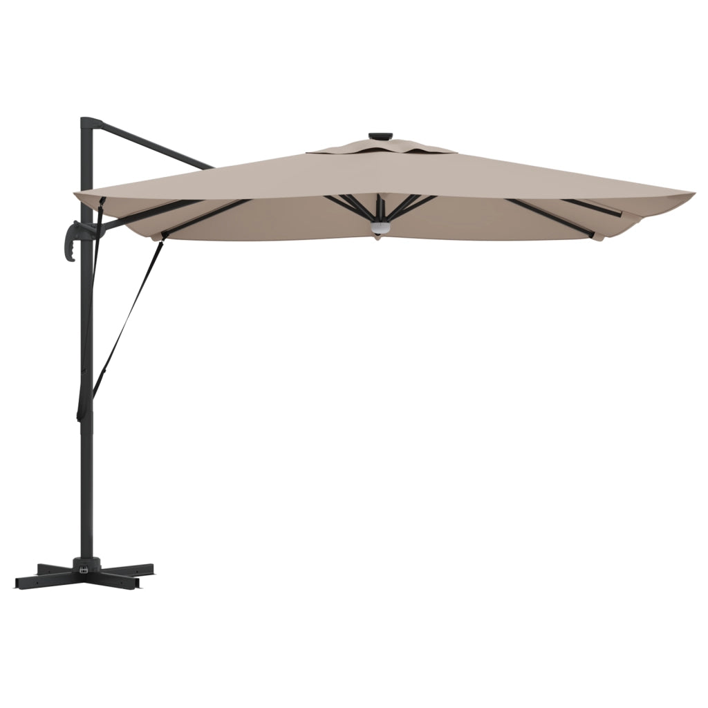 Ombrellone a sbalzo Roma di con LED Tortora 286x285x270 cm Alluminio