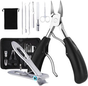 Set di manicure in acciaio inossidabile - Taglierini per unghie affilate per unghie ingrossate e ingrossate del piede - Kit pedicure da 7 pezzi con pinze per unghie e forbici per cuticole