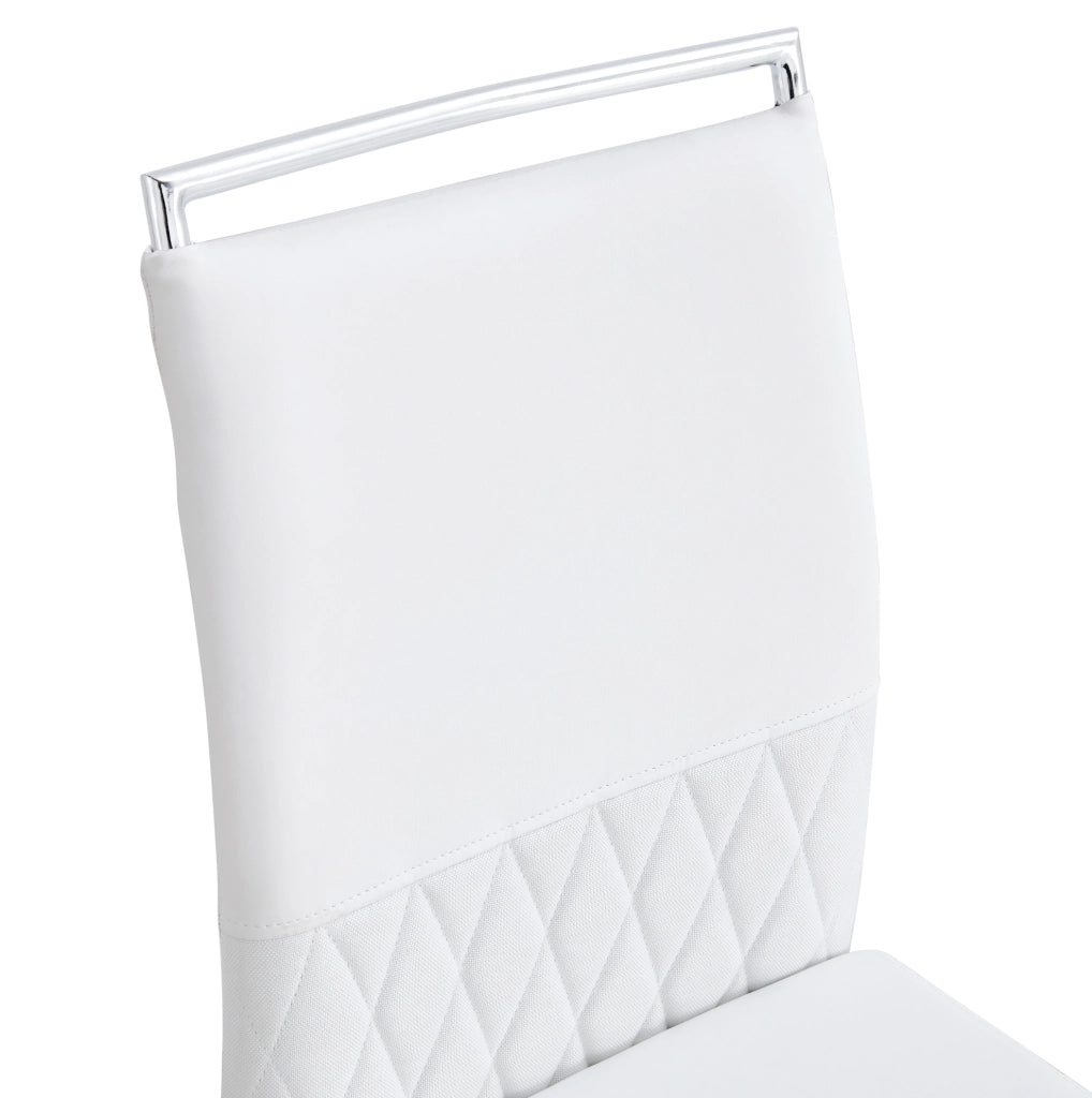 Set da 2 sedie da pranzo moderne con schienale in PU e lino, imbottite, colore bianco