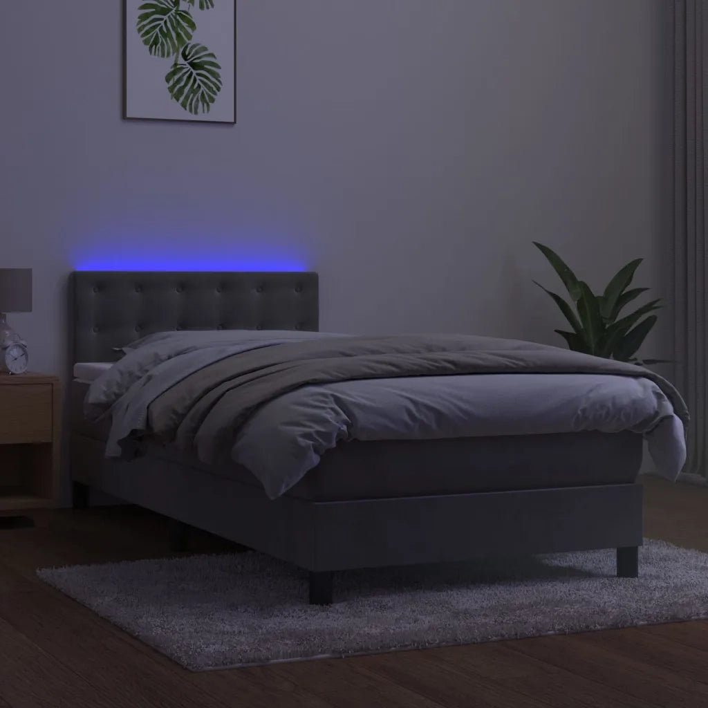 Letto a Molle con Materasso e LED Grigio Chiaro 90x190 cm Velluto 3134615