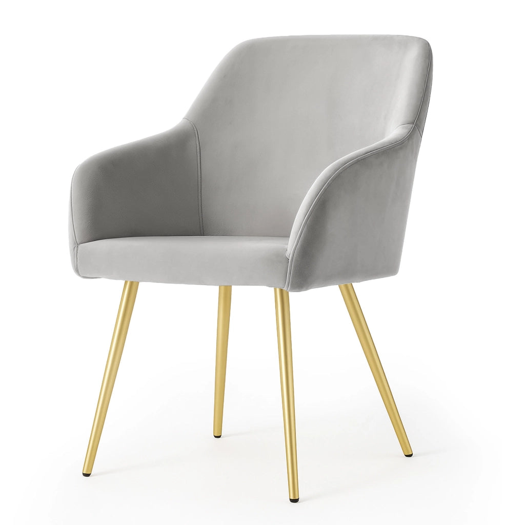 Set di 6 Sedie in velluto liscio ESTELLE Grigio gambe oro