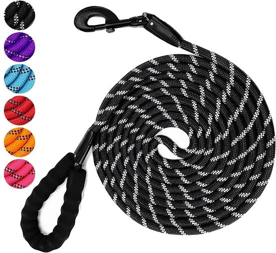 Cavo di Trainamento per Cani Resistenti a Esplosioni con Striscia Riflettente Esterno Lungo 3M per Attività All'Aperto (Nero 1,2CM x 3M)