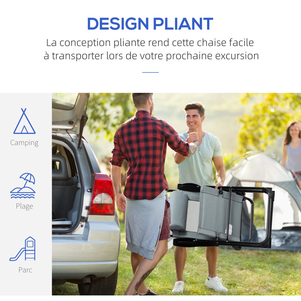 Set di 2 sedie da giardino pieghevoli ¨C zephmum ¨C Grigio, Polipropilene, Acciaio