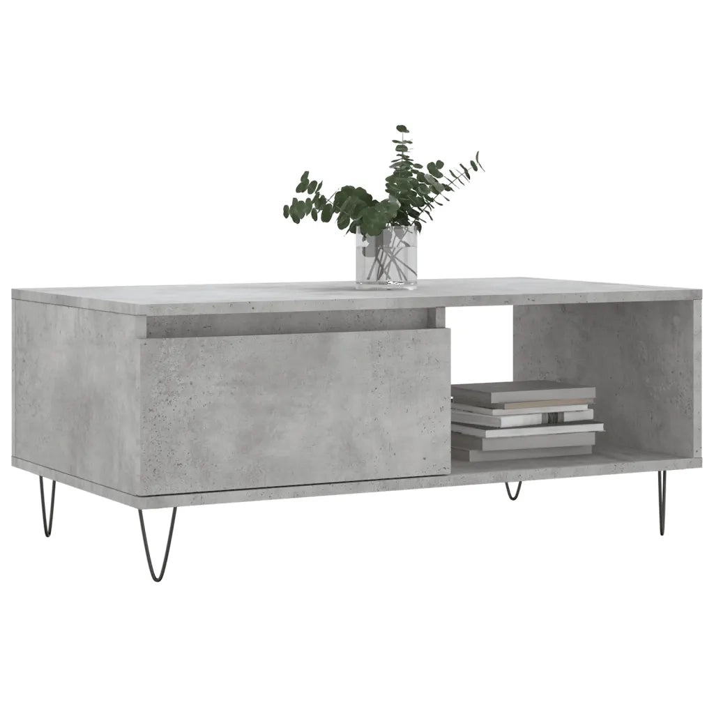 Tavolino salotto | Tavolino da caff¨¨ | Tavolino da Soggiorno Grigio Cemento 90x50x36,5 cm Legno Multistrato