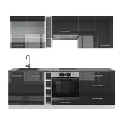 Cucina componibile Fame-Line Antracite lucido/Bianco 235 cm, PL Antracite Vicco