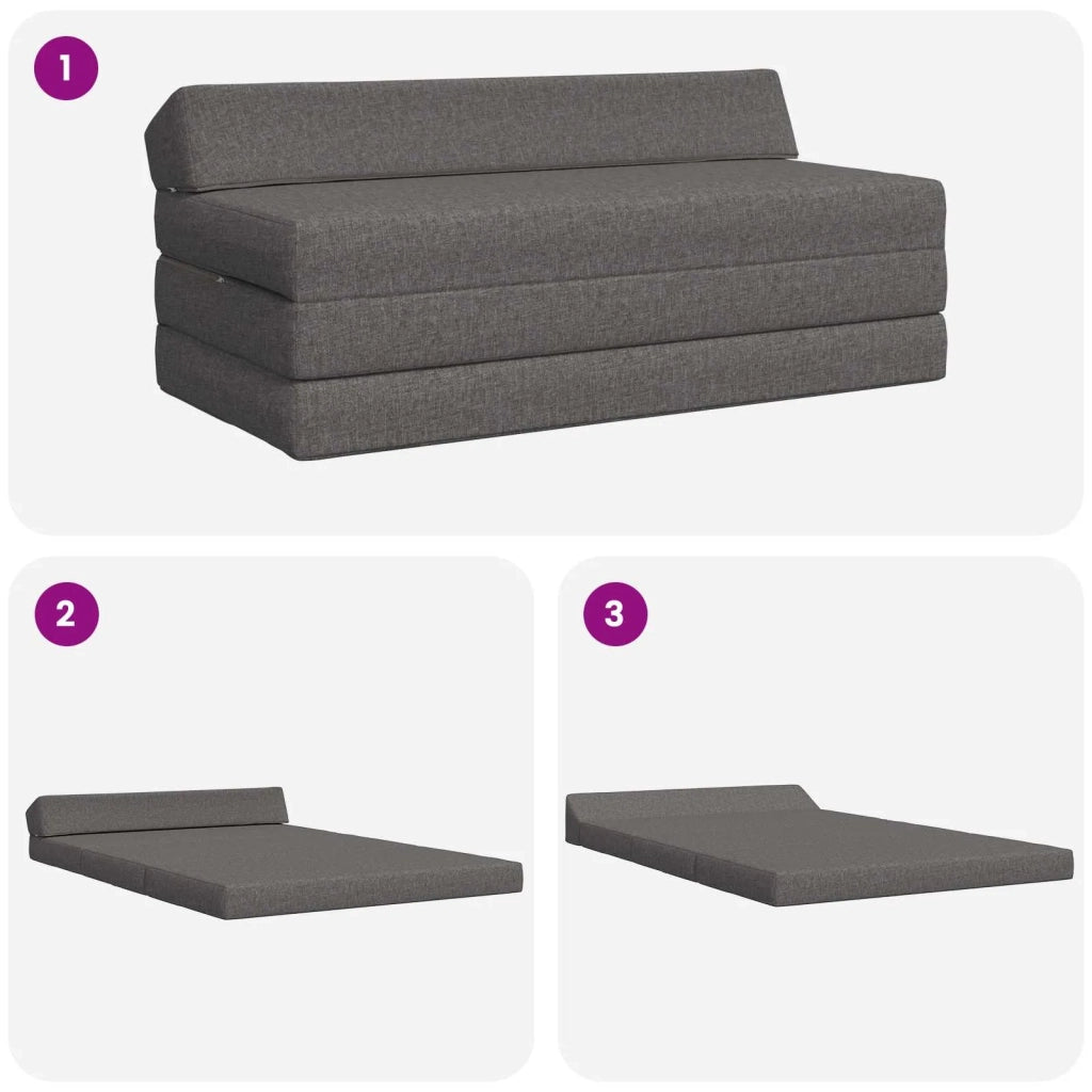 Divano Letto Pieghevole Grigio Chiaro 120 x 60 x 49 cm Tessuto