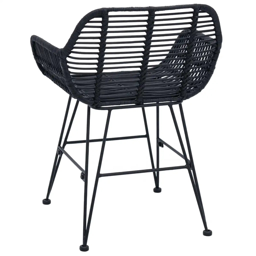 Sedia da pranzo 2 pcs Rattan e Ferro Nero 55 x 50 x 74 cm