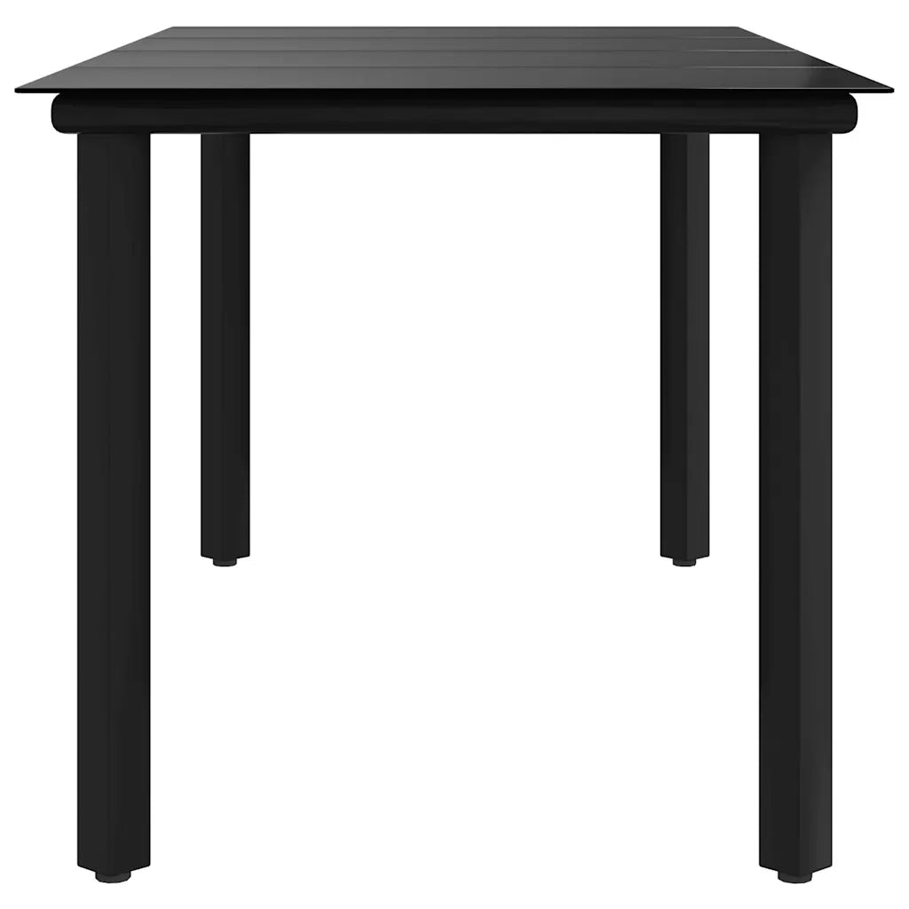 Tavolo Pranzo Giardino Nero 160x80x74 Acciaio e Vetro Temperato cod mxl 34490
