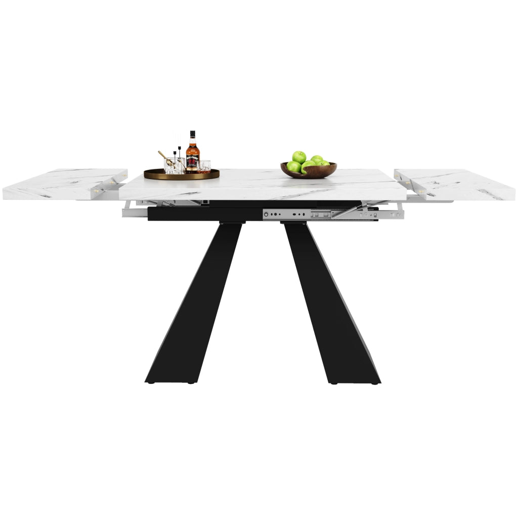 Tavolo da pranzo allungabile 99-159x74 cm bianco e nero