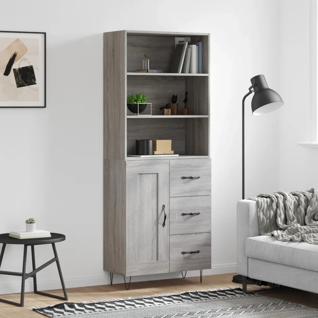 Credenza Grigio Sonoma 69,5x34x180 cm in Legno Multistratocod mxl 125536