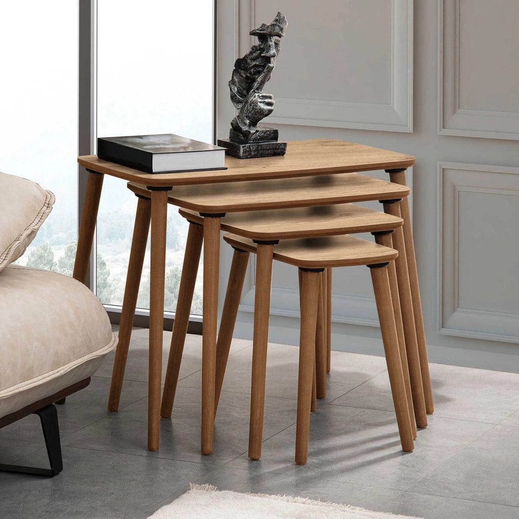 Tavolo nido in legno "Luci" 4 pezzi 70 x 40 x 55 cm - Rovere