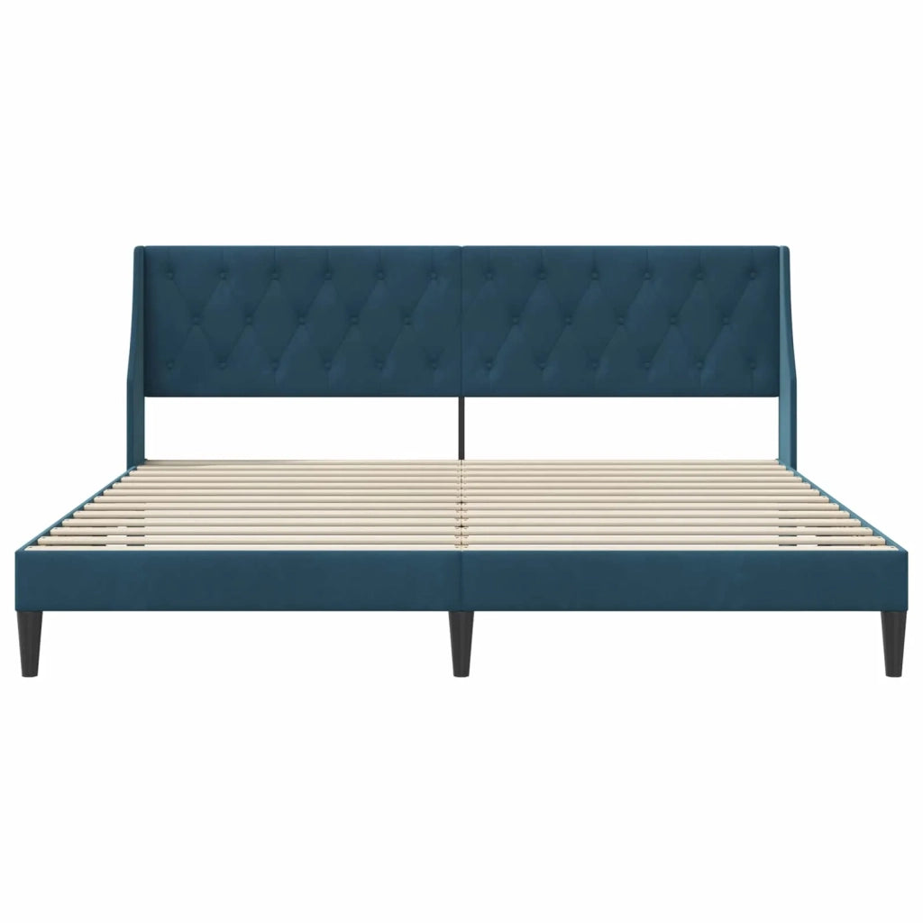 Struttura del letto con testiera Blu 180 x 200 cm Velluto