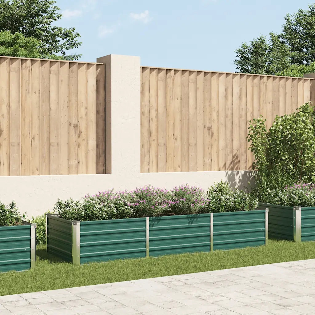 Letto Rialzato Giardino in Acciaio Zincato 240x80x45 cm Verde 44843