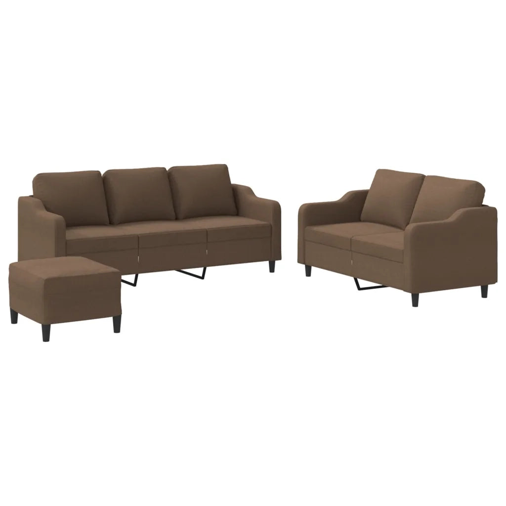 Set di Divani 3 pz con Cuscini Marrone in Tessuto 3201845