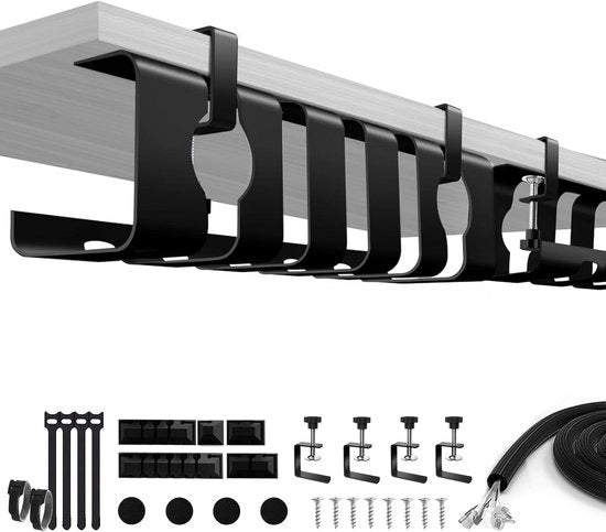 Cable management per ufficio - cassetta per cavi tavolo nero - 2 pezzi - senza fori