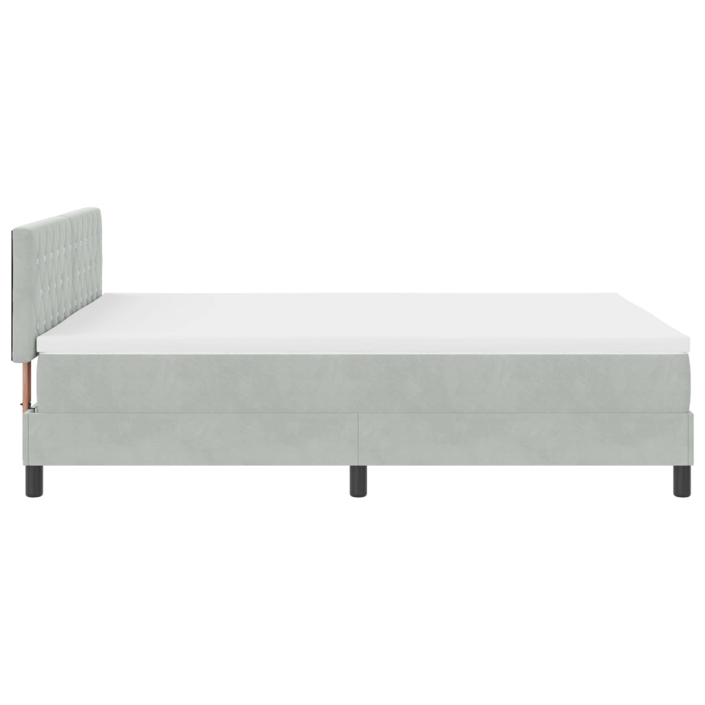 Letto con rete a molle e materasso Grigio chiaro 140x190 cm Velluto
