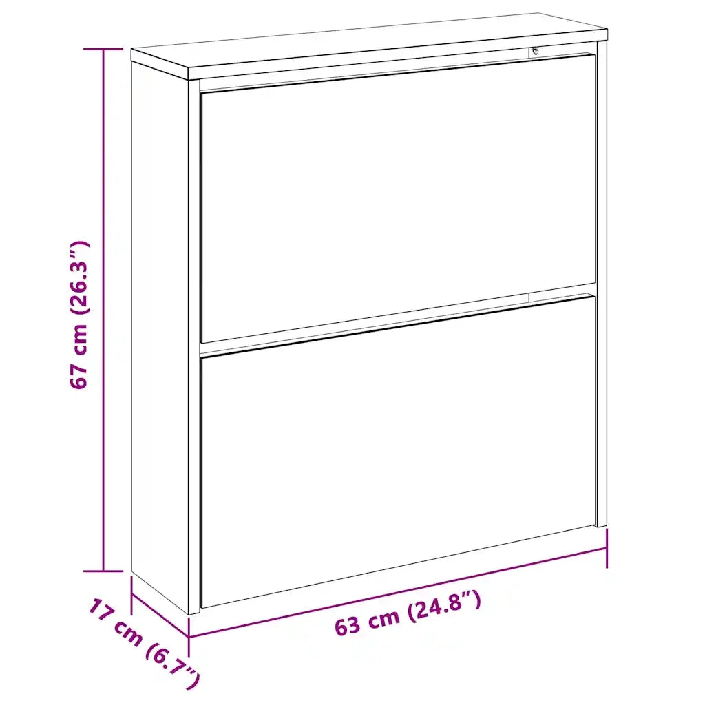 Scarpiera con Specchio a 2 Livelli Bianco lucido 63x17x67 cm 342631