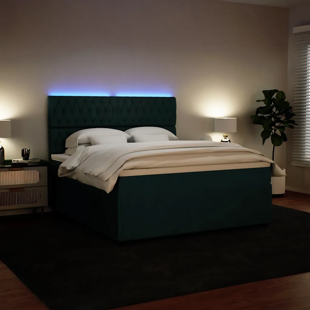 Giroletto a Molle con Materasso Verde Scuro 180x200 cm Velluto