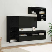 Mobile per TV a Muro 6 pz-Set di 6 Credenza per TV sospesa Rovere Nero Legno multistrato