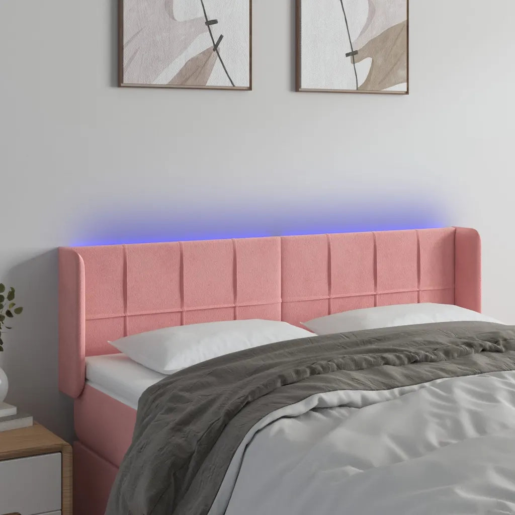 Testiera | Testata a LED Rosa 147x16x78/88 cm in Velluto