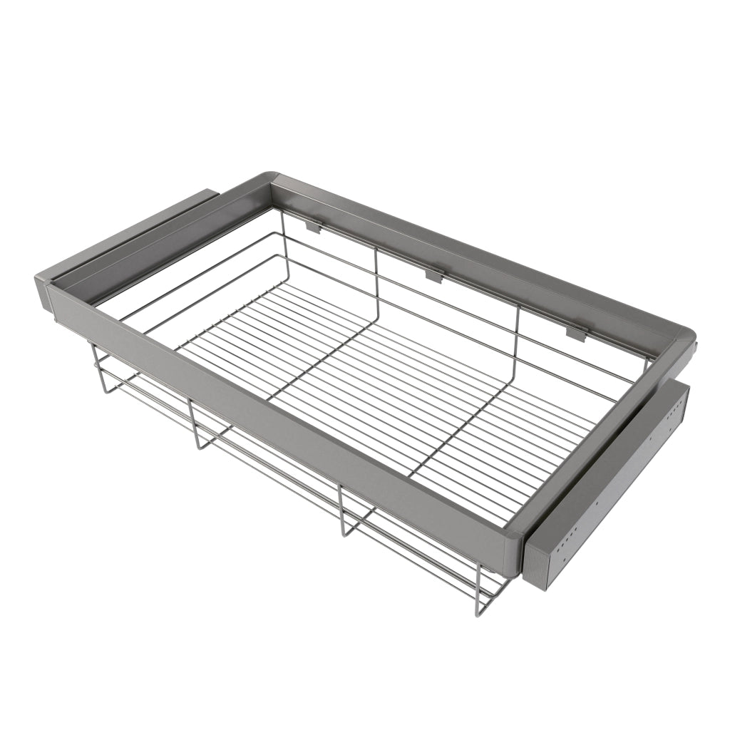 Kit cassetto in filo metallico e telaio regolabile Quartz per armadi, chiusura ammortizzata e estrazione totale
