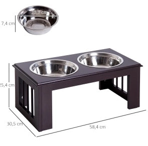 Stazione rialzata per ciotole per cani con struttura in MDF