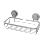 Mensola doccia portaoggetti rettangolare in acciaio argento doppio fissaggio