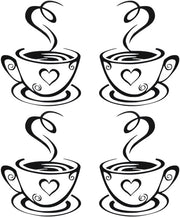 Decorazione per parete a forma di tazza da caffè - 2 pezzi - Autoadesivo - PVC - Cucina/Soggiorno - Ambientalmente compatibile - 31 x 18,7 cm - Decorazione per parete
