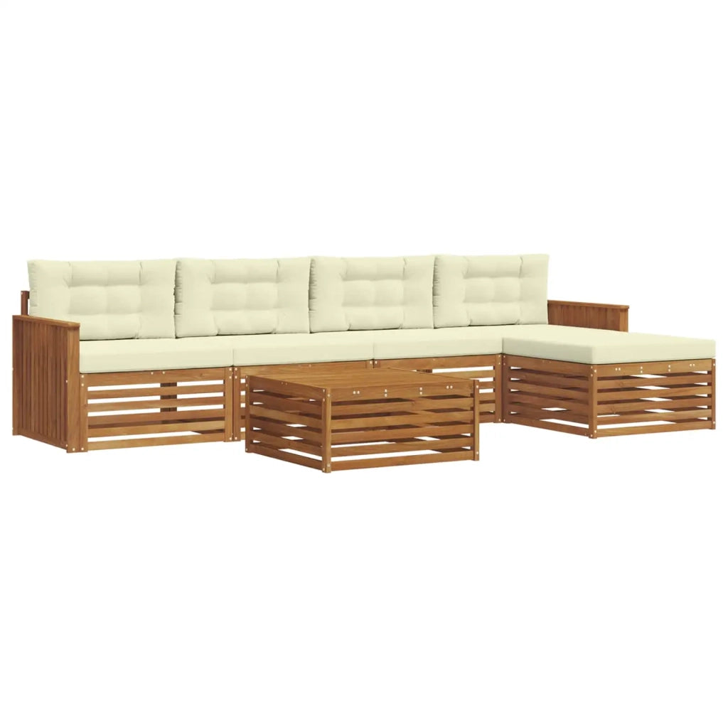 Set di divani da esterno con cuscino 6 pcs Naturale e Crema 3373335