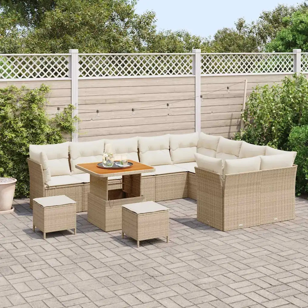 Set Divano da Giardino con cuscino 12 pcs beige e panna 3363471