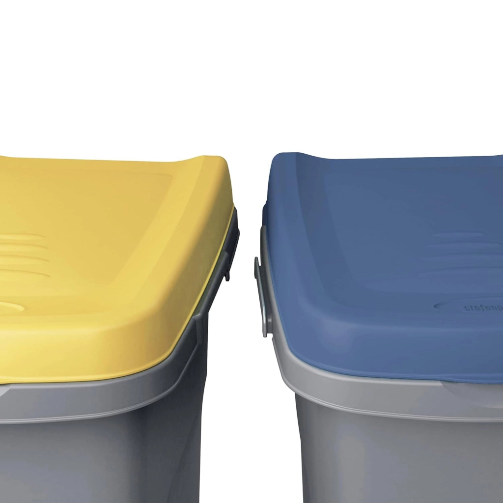 ® 3x Cestino per Rifiuti Cucina 25L Set Coperchi Colorati Tenuta Odori Bidone in Plastica 39x24cm Raccolta Differenziata