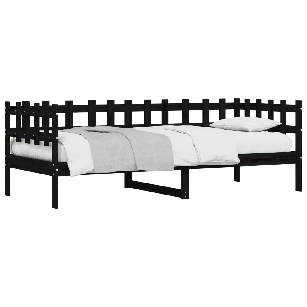 Dormeuse Nera 80x200 cm in Legno Massello di Pino