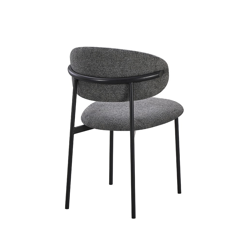 Set 4 Sedia Judit in Tessuto Effetto Teddy grigio con Gambe in Metallo Nero