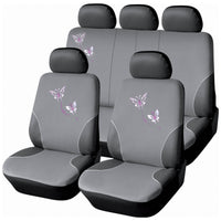 Set Coprisedili Anteriori e Posteriori Universali in Poliestere e Spugna Butterfly Grigi