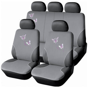 Set Coprisedili Anteriori e Posteriori Universali in Poliestere e Spugna Butterfly Grigi