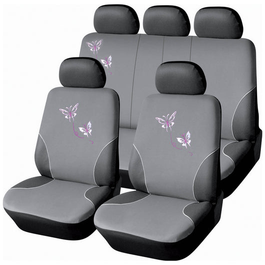 Set Coprisedili Anteriori e Posteriori Universali in Poliestere e Spugna Butterfly Grigi