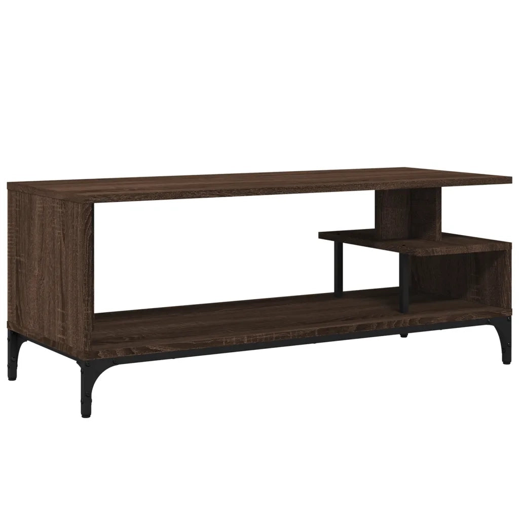 Mobile TV Rovere Marrone 102x40x41cm Legno e Acciaio a Polvere 842415